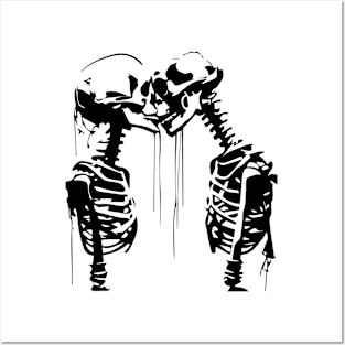 skeletons kiss Posters and Art